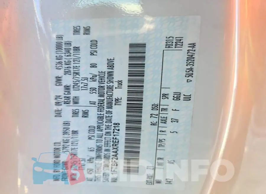 1FTBF2AAXREF17218 Photo# 13