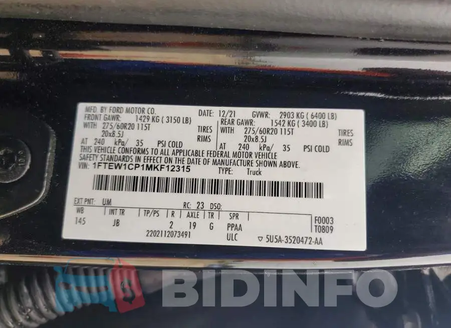 1FTEW1CP1MKF12315 Photo# 12