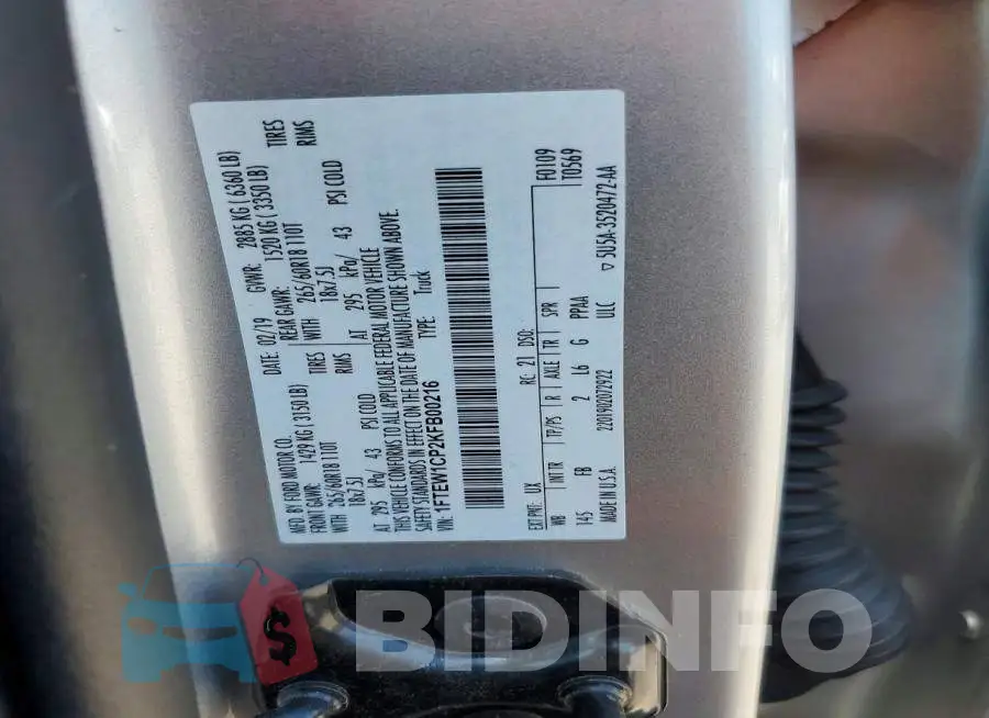 1FTEW1CP2KFB00216 Photo# 12