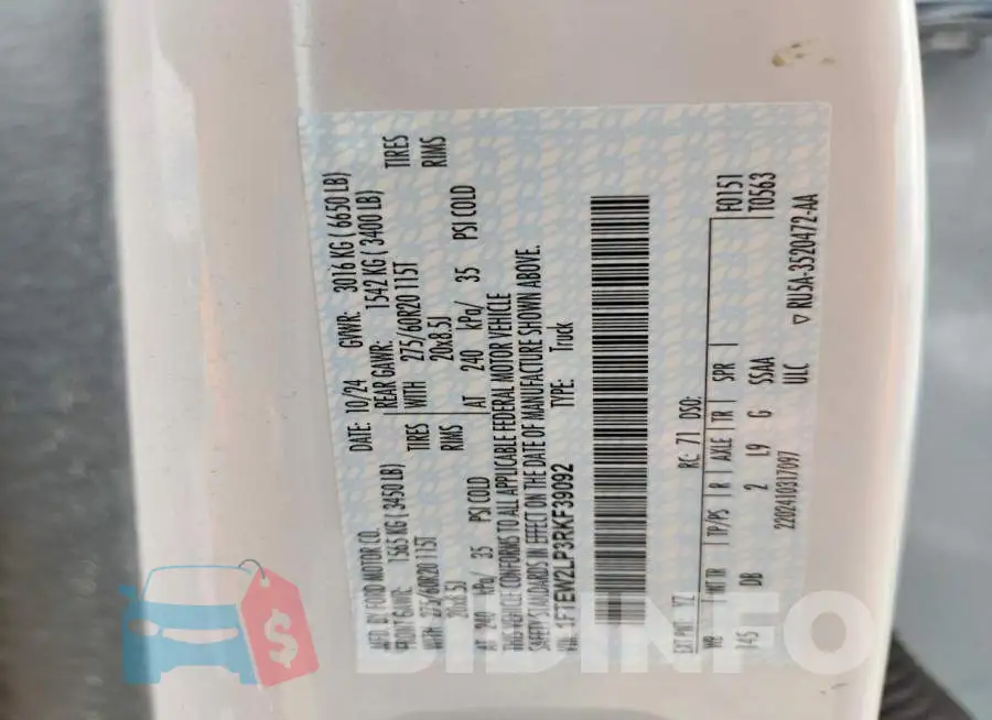 1FTEW2LP3RKF39092 Photo# 12
