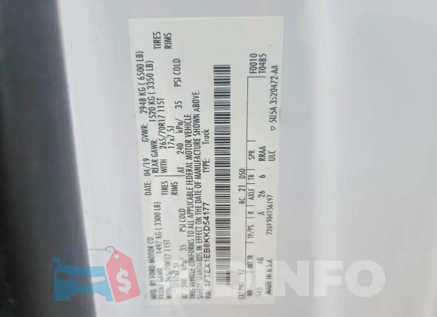 1FTEX1EB8KKD54177 Photo# 12