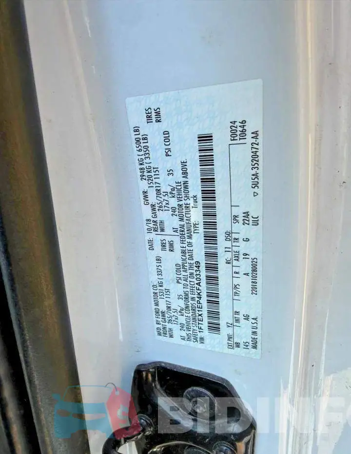 1FTEX1EP4KFA03349 Photo# 10