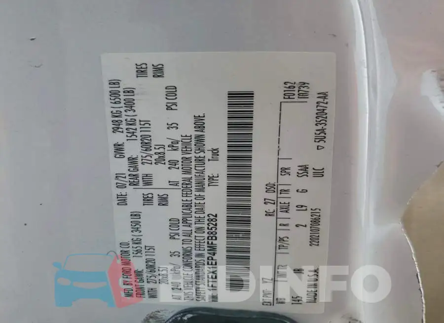 1FTEX1EP4MFB85282 Photo# 12