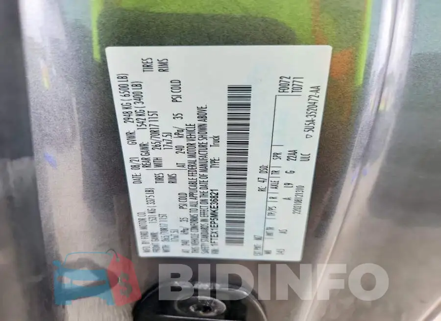 1FTEX1EP5MKE36821 Photo# 12