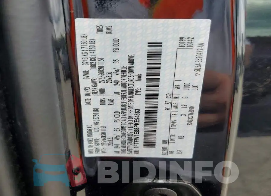 1FTFW1E88PKE94863 Photo# 12