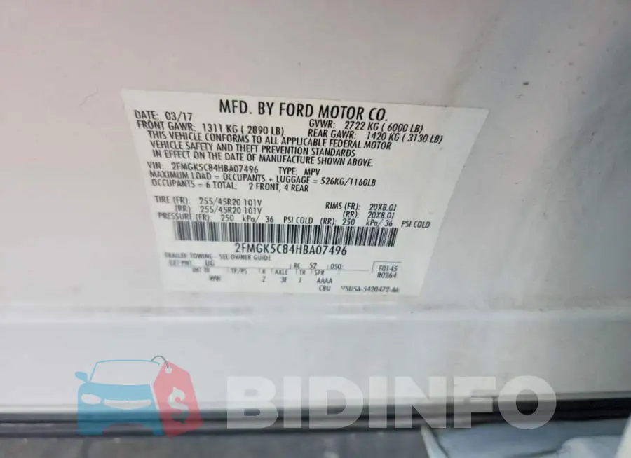 2FMGK5C84HBA07496 Photo# 13