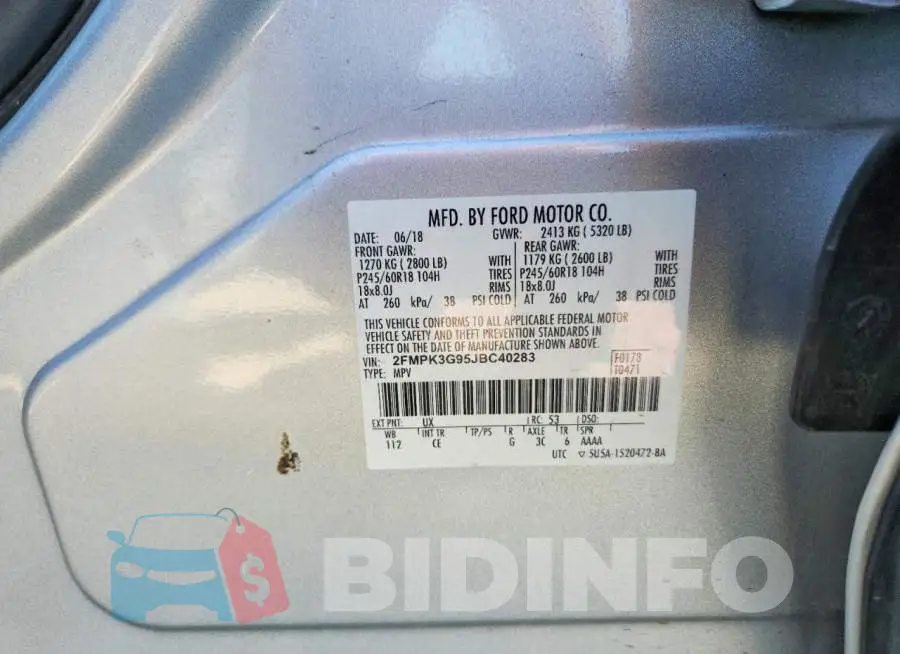 2FMPK3G95JBC40283 Photo# 13