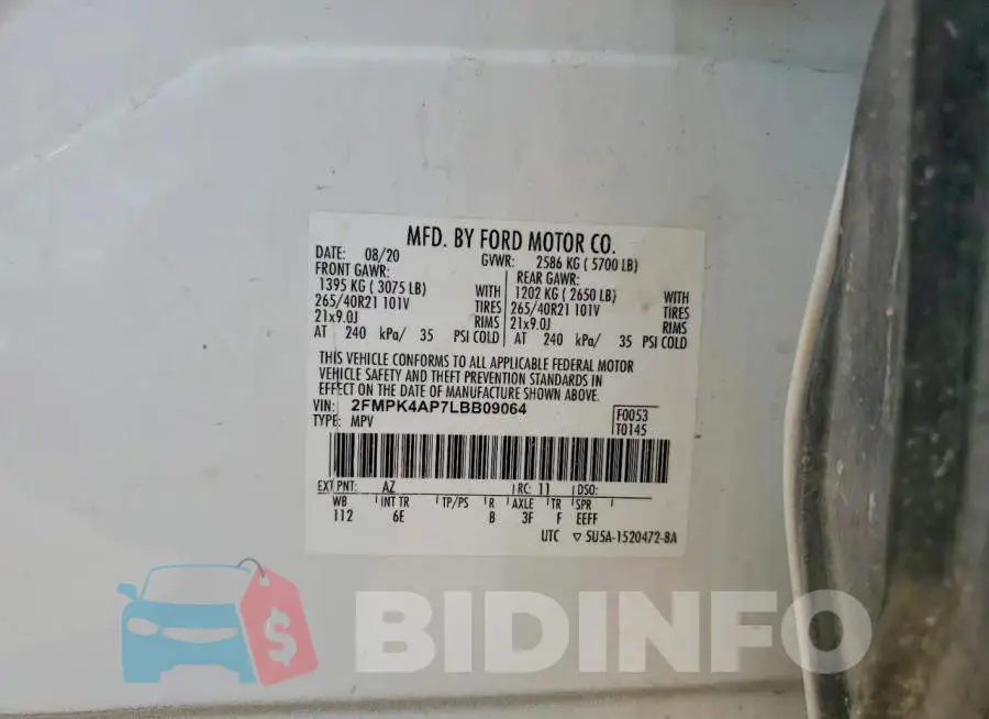 2FMPK4AP7LBB09064 Photo# 13