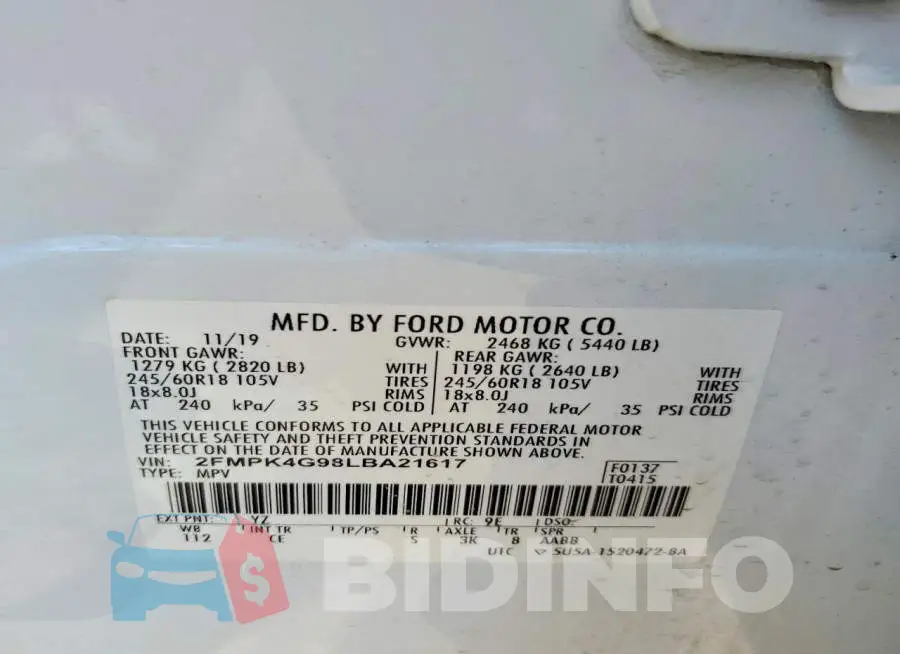 2FMPK4G98LBA21617 Photo# 14