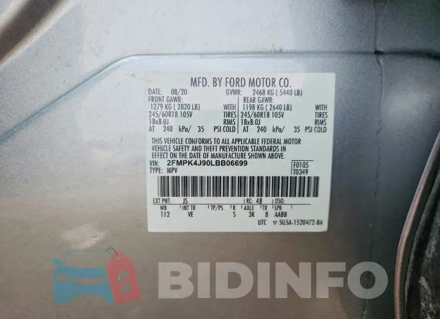 2FMPK4J90LBB06699 Photo# 14