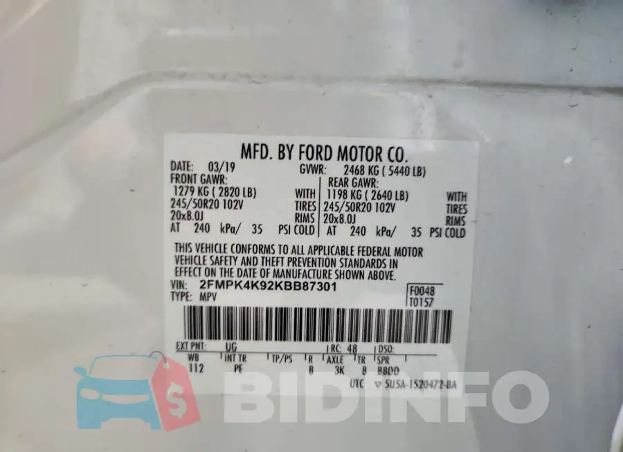 2FMPK4K92KBB87301 Photo# 13