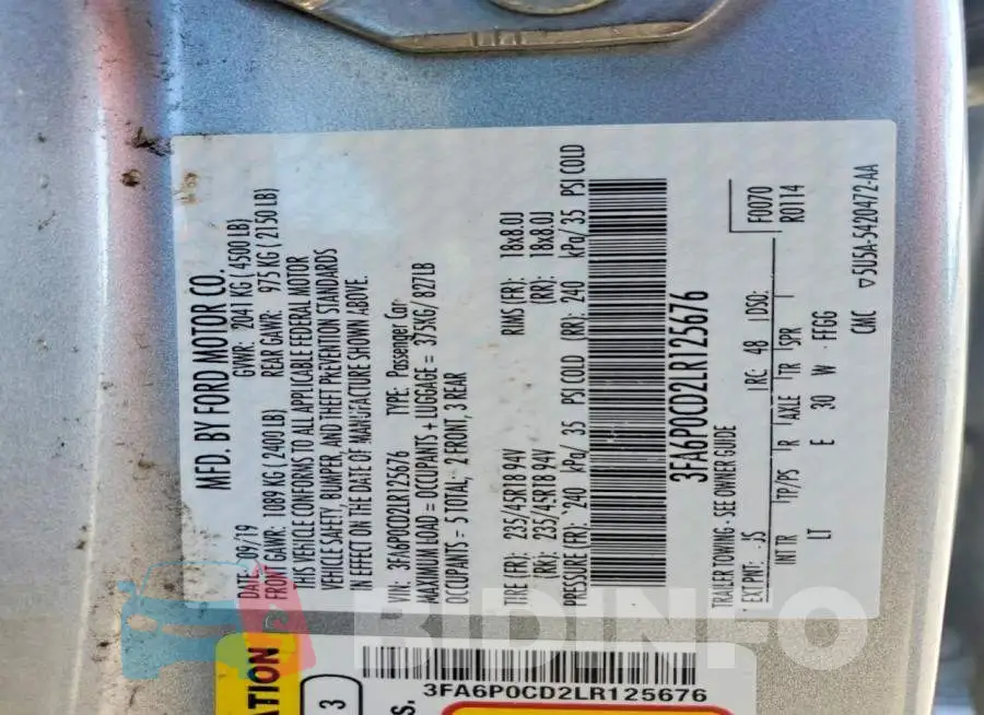 3FA6P0CD2LR125676 Photo# 12