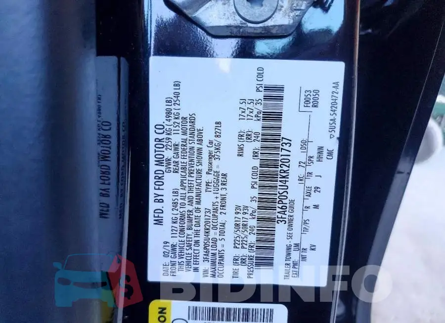 3FA6P0SU4KR201737 Photo# 12