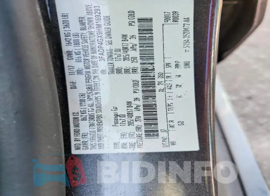 3FADP4GX9HM169293 Photo# 13