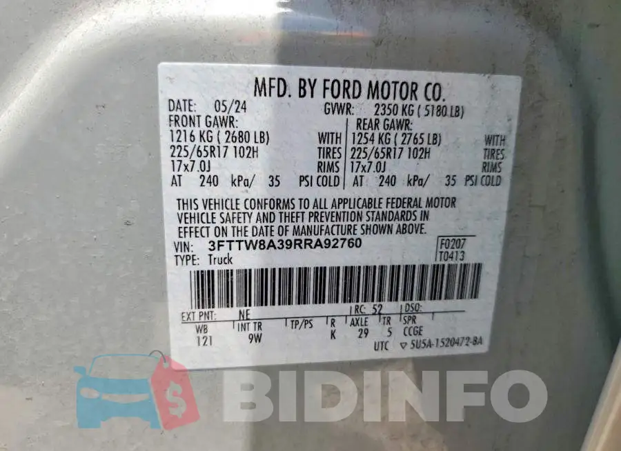 3FTTW8A39RRA92760 Photo# 12