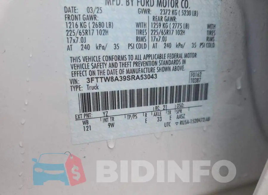3FTTW8A39SRA53043 Photo# 12