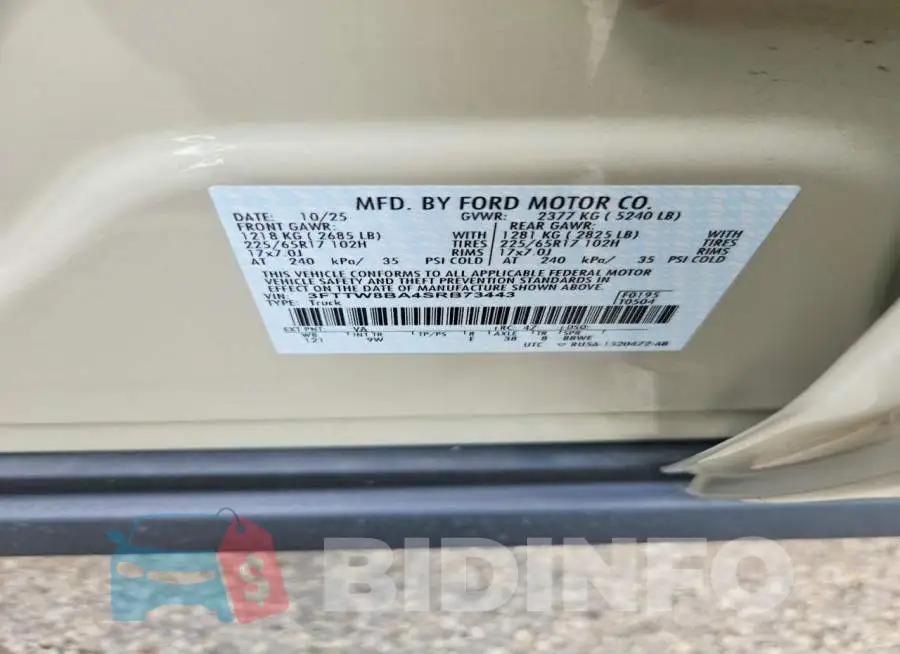 3FTTW8BA4SRB73443 Photo# 12