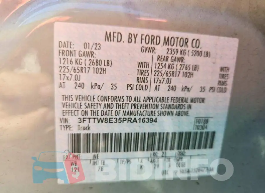 3FTTW8E35PRA16394 Photo# 12