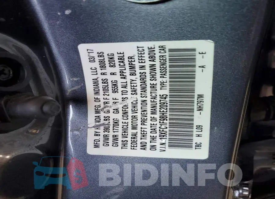 19XFC1F98HE209745 Photo# 12