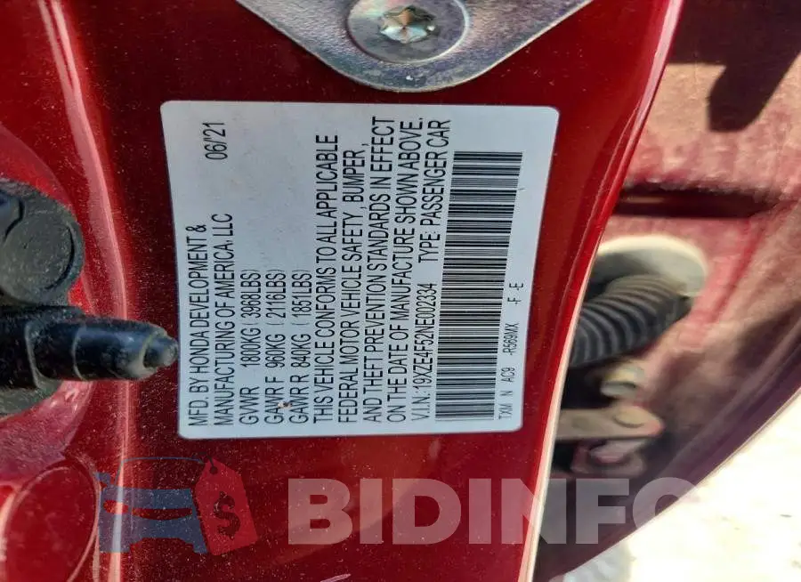 19XZE4F52NE002334 Photo# 12