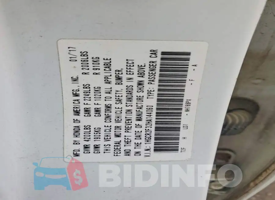 1HGCR2F32HA144060 Photo# 13