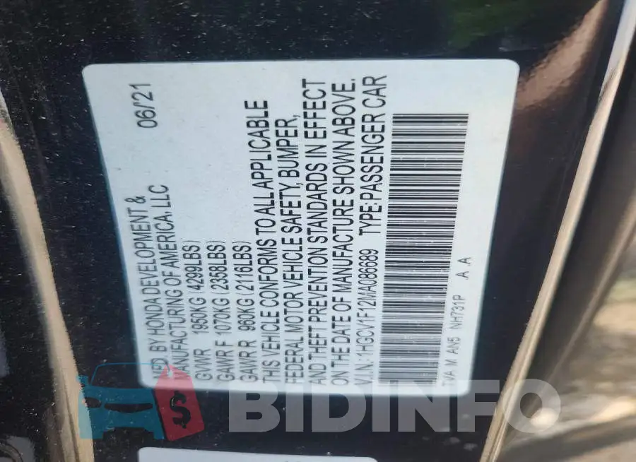 1HGCV1F12MA086689 Photo# 13