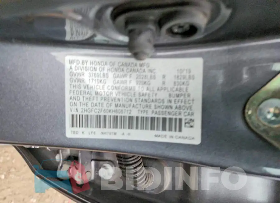 2HGFC2F60KH605712 Photo# 12