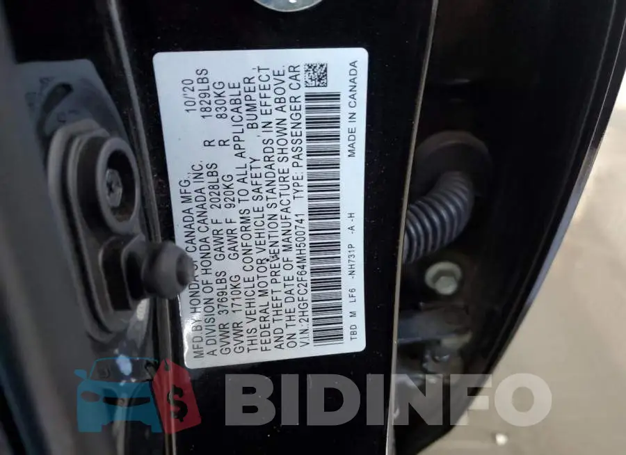 2HGFC2F64MH500741 Photo# 12
