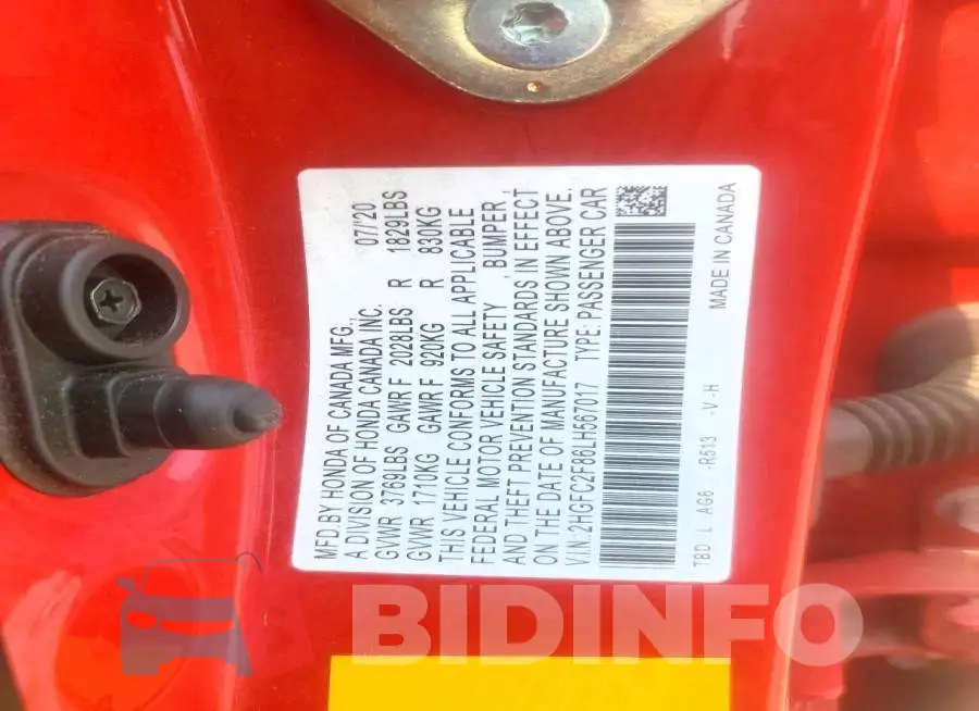 2HGFC2F86LH567017 Photo# 12