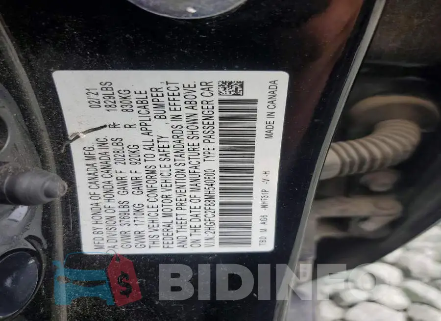 2HGFC2F88MH540600 Photo# 12