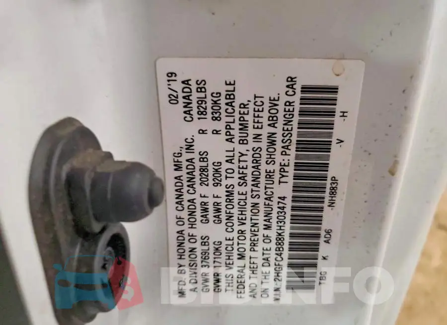 2HGFC4B88KH303474 Photo# 12