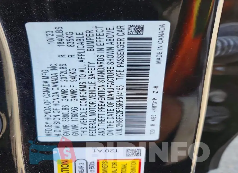 2HGFE2F55RH514155 Photo# 13