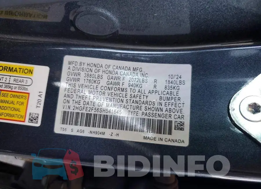 2HGFE2F56SH541645 Photo# 13