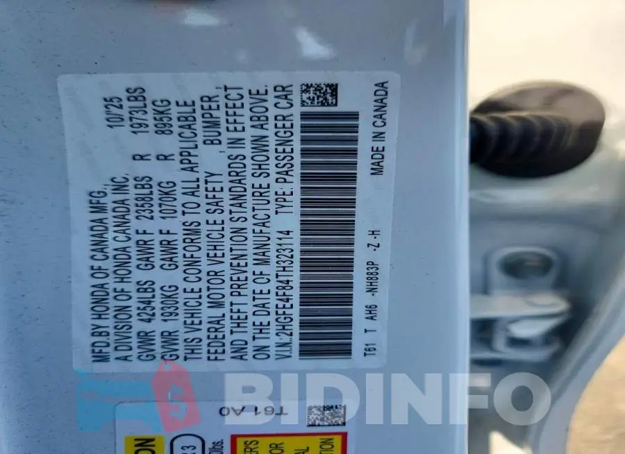 2HGFE4F84TH323114 Photo# 12