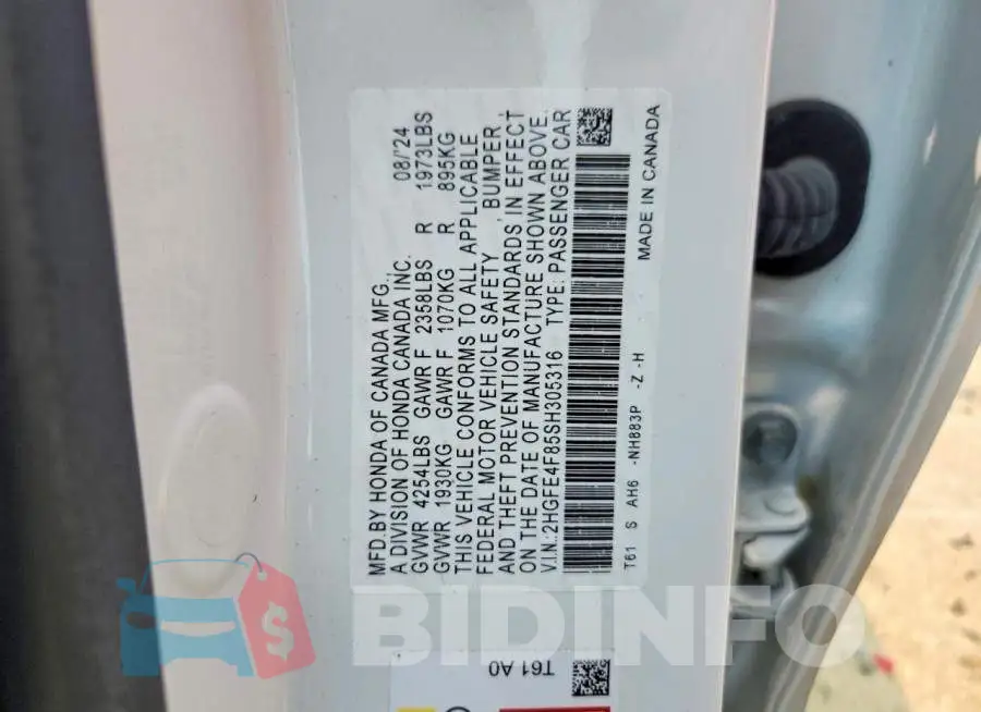 2HGFE4F85SH305316 Photo# 12