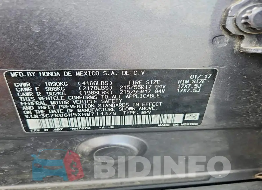 3CZRU6H5XHM714378 Photo# 13