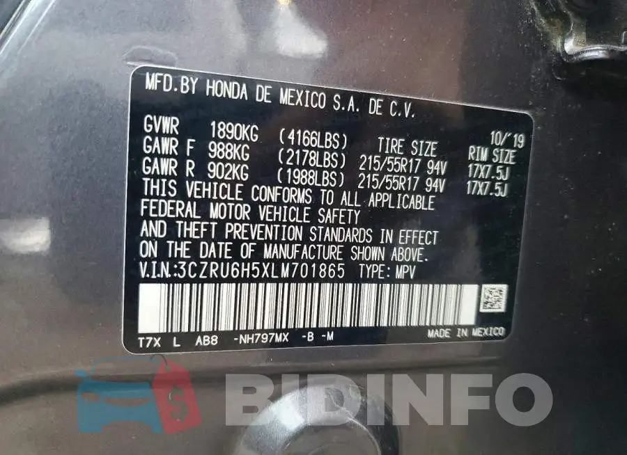 3CZRU6H5XLM701865 Photo# 13