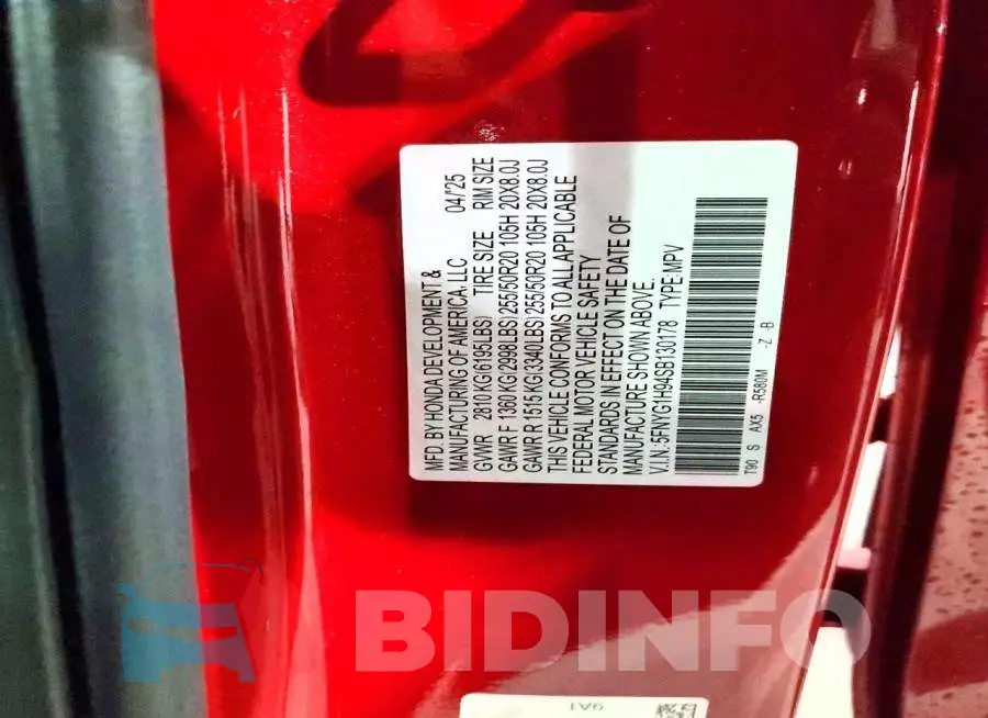 5FNYG1H94SB130178 Photo# 14