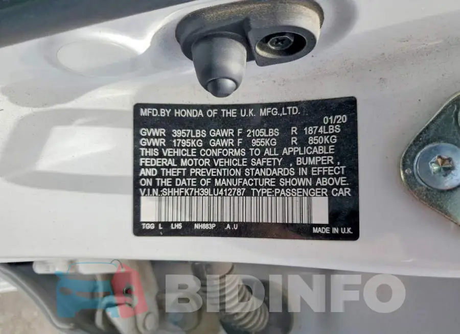 SHHFK7H39LU412787 Photo# 13