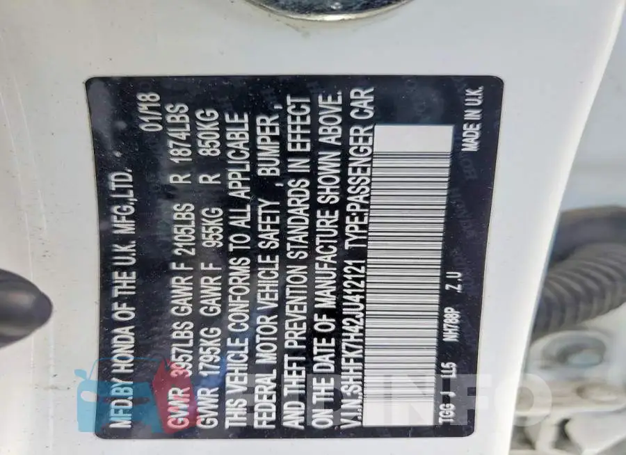 SHHFK7H42JU412121 Photo# 12