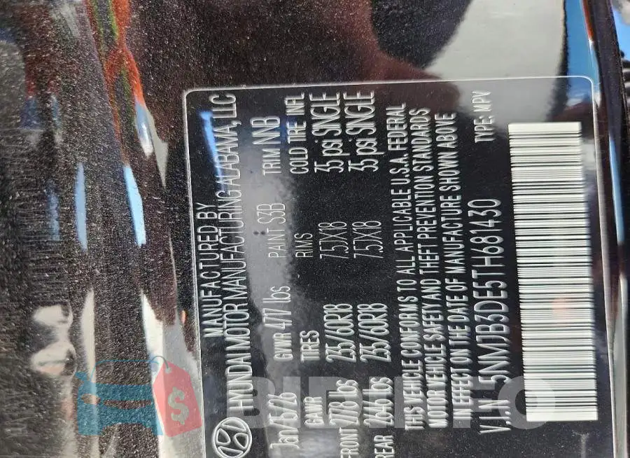 5NMJB3DE5TH681430 Photo# 13