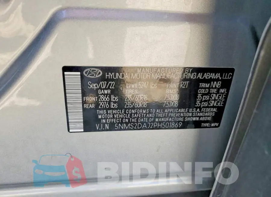 5NMS2DAJ2PH501869 Photo# 13