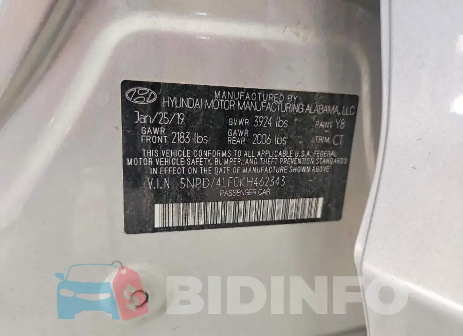 5NPD74LF0KH462343 Photo# 12
