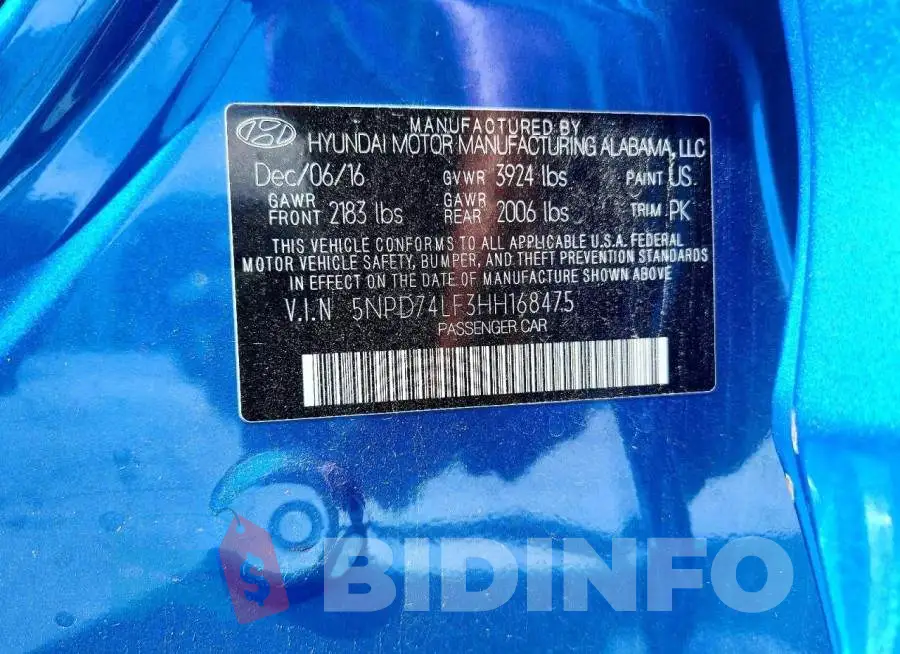 5NPD74LF3HH168475 Photo# 13