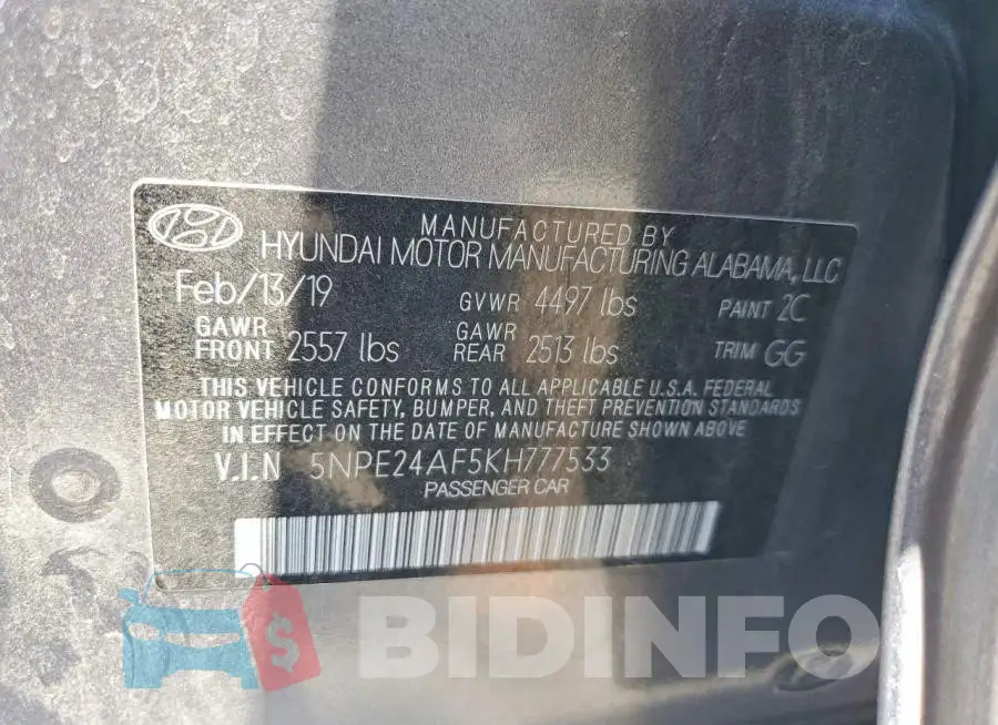 5NPE24AF5KH777533 Photo# 12