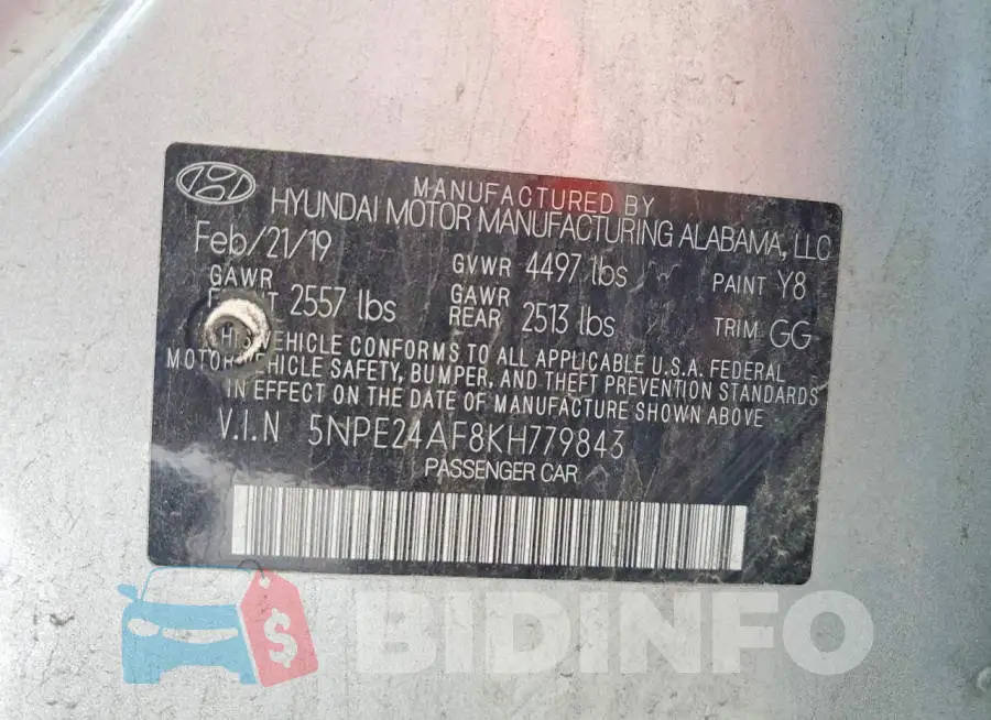 5NPE24AF8KH779843 Photo# 12