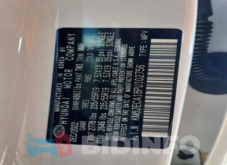 KM8JECA18PU102756 Photo# 14