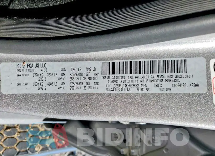 1C6SRFJT4KN529622 Photo# 12