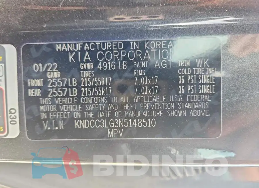 KNDCC3LG3N5148510 Photo# 14