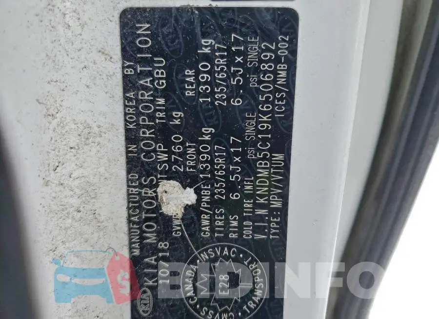 KNDMB5C19K6506892 Photo# 14
